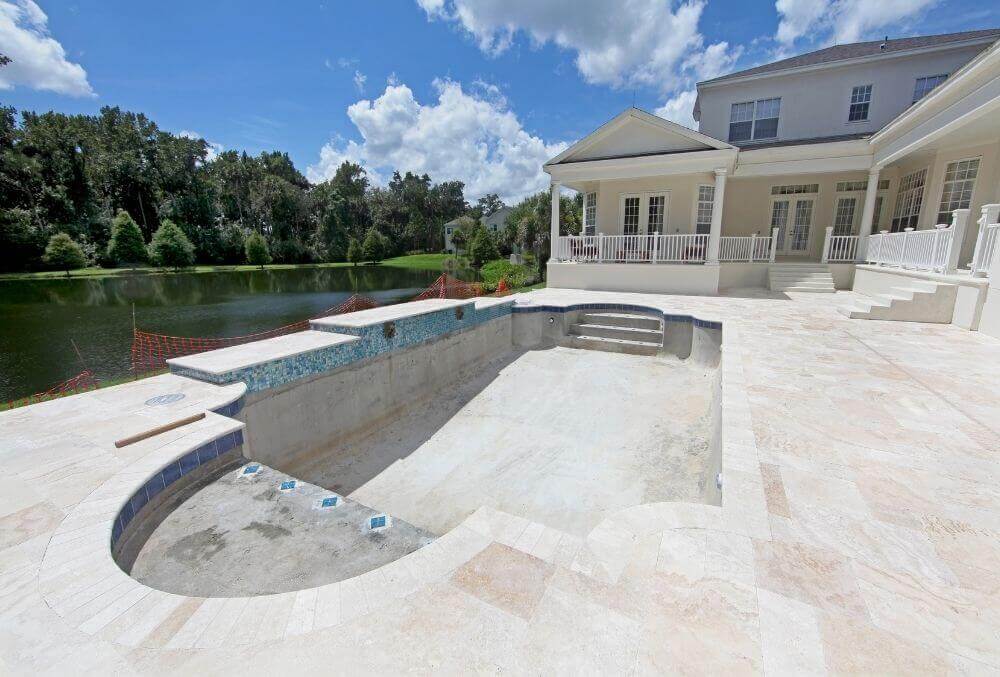 Bare residential pool surface