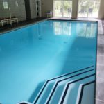 newly resurfaced pool using plaster