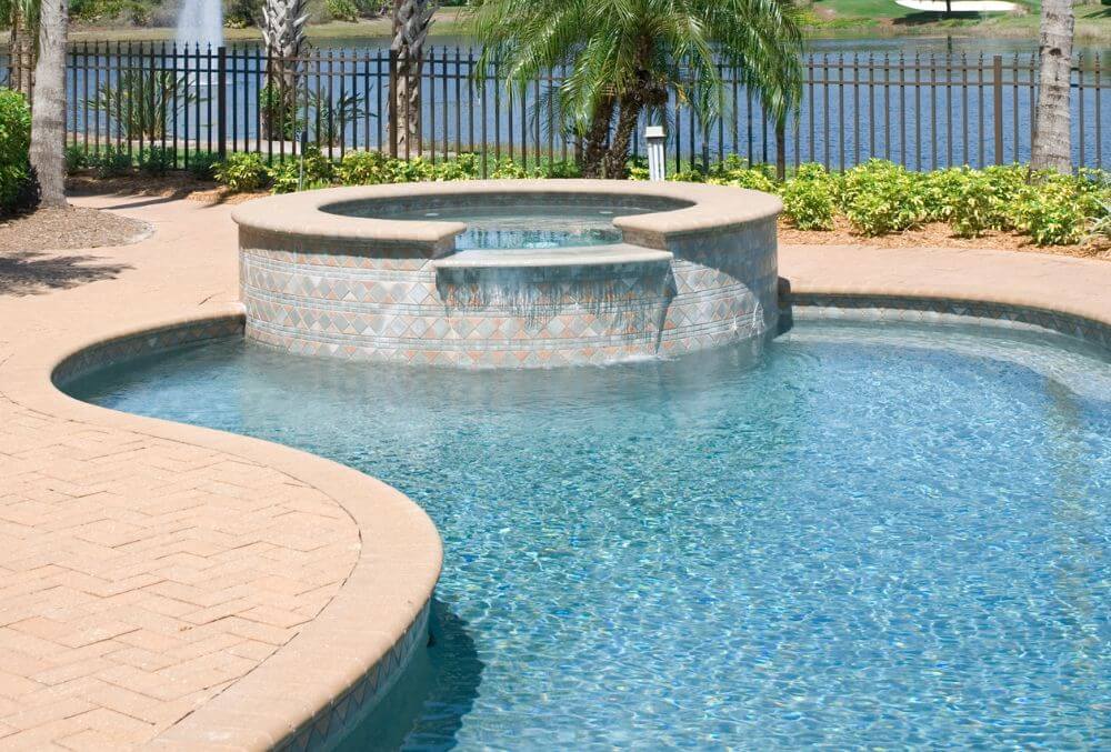 Pool and hot tub with glasscoat pool coating