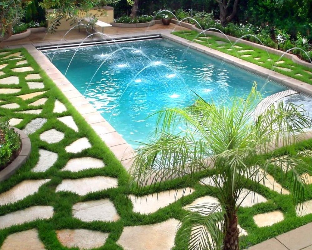 pool-landscaping pool landscape with plants around