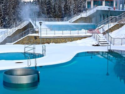 Outdoor pool resort in winter